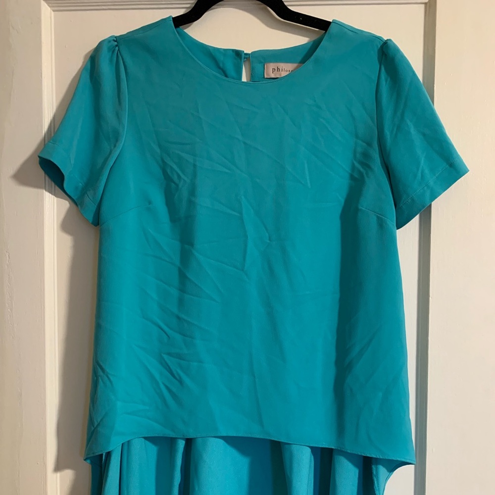 Turquoise high to low shirt